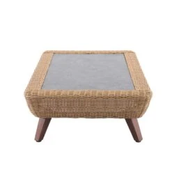 Table Basse RIVIERA En Aluminium Et Résine Tressée Miel 80x120x34,5 Cm -Promos Le Jardin Vivant Magasin 954121 001