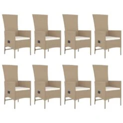 VIDAXL Meubles à Dîner De Jardin Et Coussins 9 Pcs Beige Poly Rotin 12 VIDAXL Meubles à Dîner De Jardin Et Coussins 9 Pcs Beige Poly Rotin -Promos Le Jardin Vivant Magasin 95c800e1ca56c3d0
