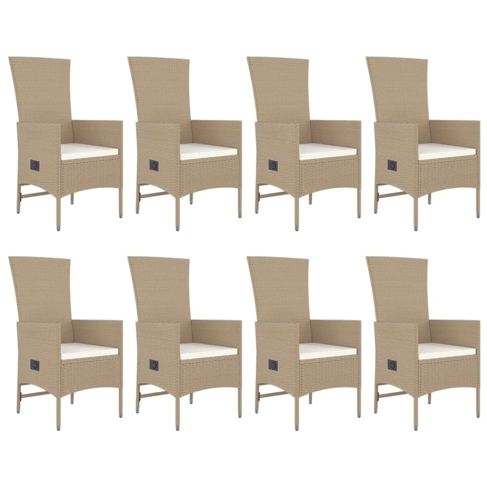VIDAXL Meubles à Dîner De Jardin Et Coussins 9 Pcs Beige Poly Rotin 6 VIDAXL Meubles à Dîner De Jardin Et Coussins 9 Pcs Beige Poly Rotin – Image 4