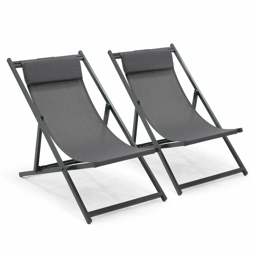 Lot De 2 Transats En Aluminium Anthracite 3 Lot De 2 Transats En Aluminium Anthracite