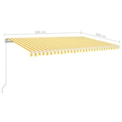 VIDAXL Auvent Manuel Rétractable 500x300 Cm Jaune Et Blanc -Promos Le Jardin Vivant Magasin 9c33d3a49ab94b3e