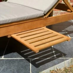 Bain De Soleil Avec Coussin Et Tablette En Bois écru -Promos Le Jardin Vivant Magasin a43702bb52900cf9