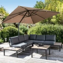 Parasol Déporté Carré 3 X 3m En Aluminium Taupe -Promos Le Jardin Vivant Magasin afbb2da2978b04e5