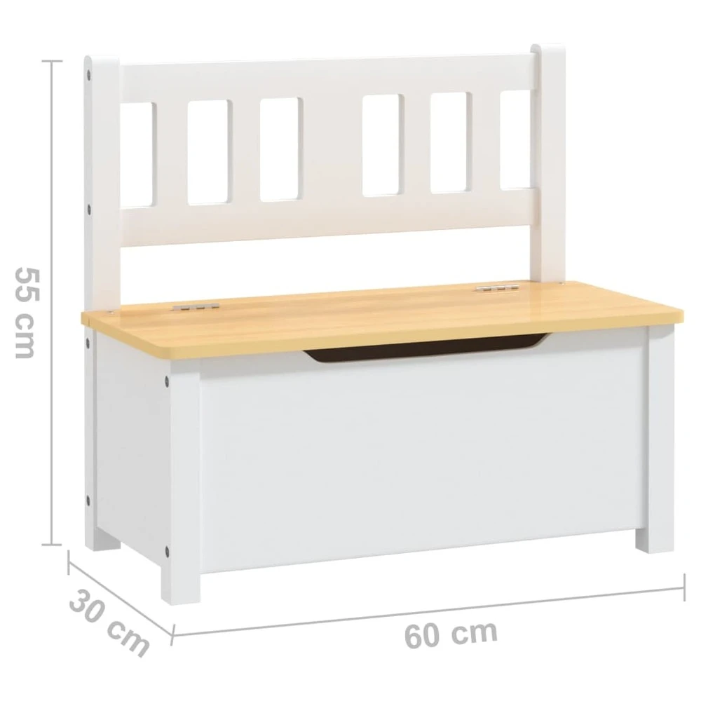 VIDAXL Banc De Rangement Pour Enfants Blanc Et Beige 60x30x55 Cm Mdf 9 VIDAXL Banc De Rangement Pour Enfants Blanc Et Beige 60x30x55 Cm Mdf – Image 7