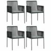 VIDAXL Chaises De Jardin Et Coussins Lot De 4 Noir 54x60,5x83,5 Cm -Promos Le Jardin Vivant Magasin b97a1a9a9e798c6a