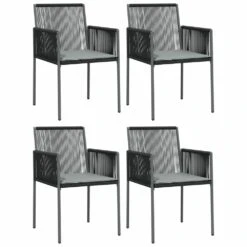 VIDAXL Chaises De Jardin Et Coussins Lot De 4 Noir 54x60,5x83,5 Cm
