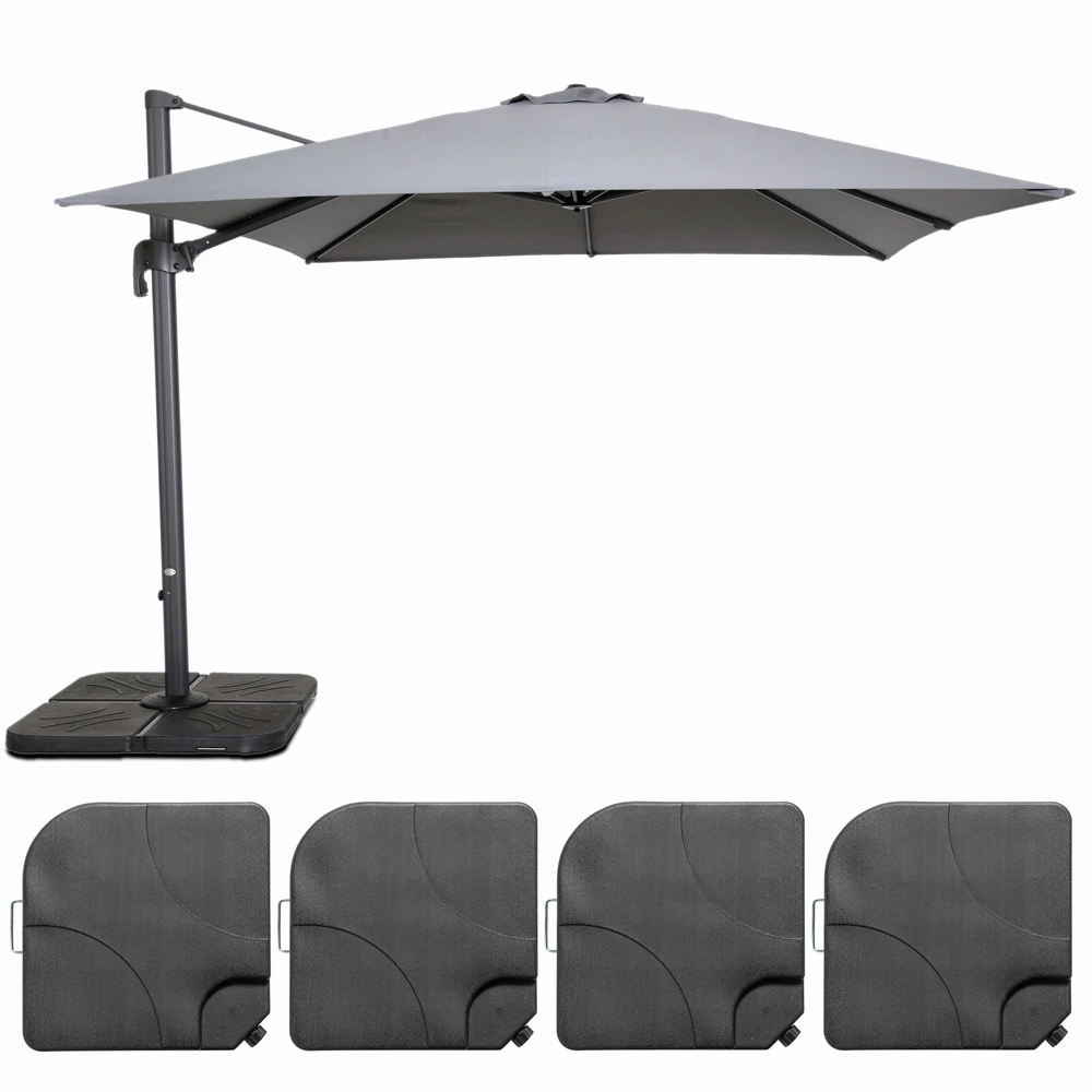 Parasol Déporté 3x3m Et 4 Dalles à Remplir Aluminium Gris 3 Parasol Déporté 3x3m Et 4 Dalles à Remplir Aluminium Gris