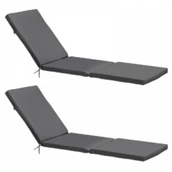 Lot De 2 Coussins Bain De Soleil Polyester Gris 186x53x5 Cm
