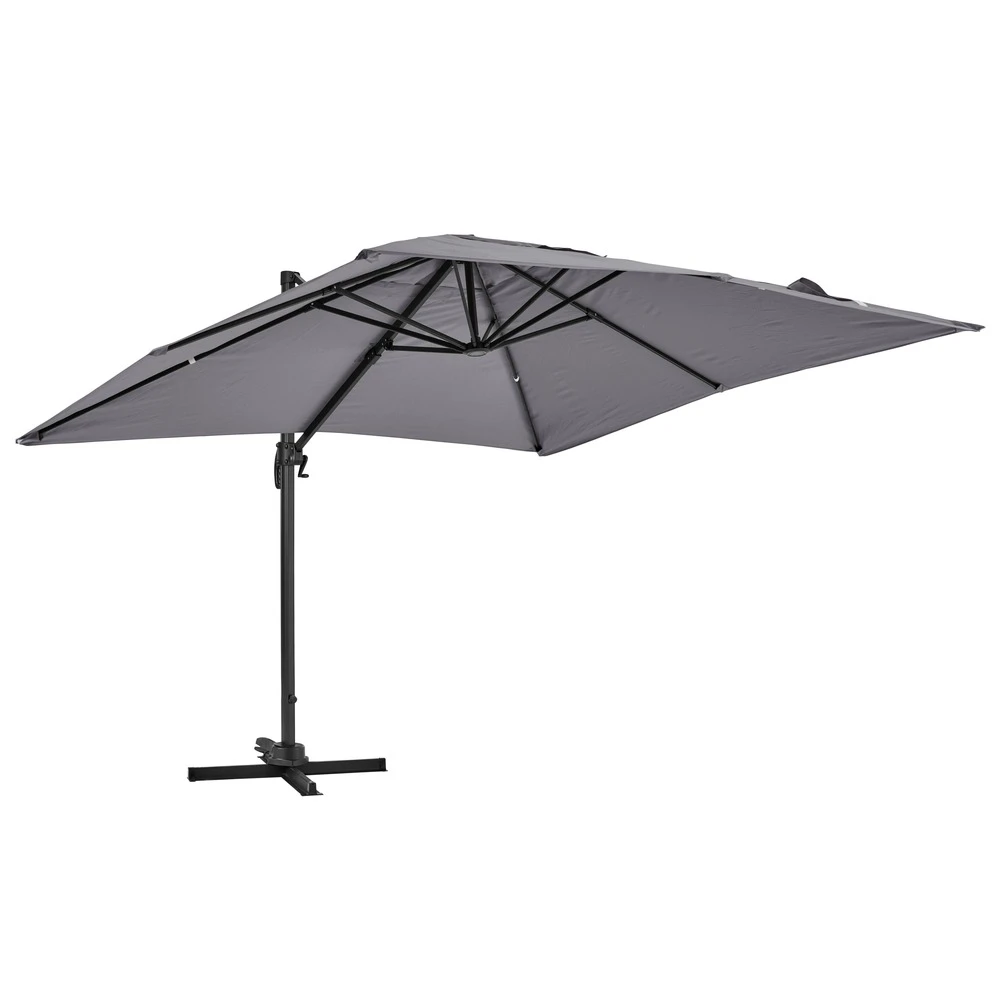 Parasol Déporté 3x3m Et 4 Dalles à Remplir Aluminium Gris 5 Parasol Déporté 3x3m Et 4 Dalles à Remplir Aluminium Gris – Image 3