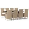 VIDAXL Meubles à Dîner De Jardin Et Coussins 9 Pcs Beige Poly Rotin 1 VIDAXL Meubles à Dîner De Jardin Et Coussins 9 Pcs Beige Poly Rotin -Promos Le Jardin Vivant Magasin d4941ac7a58289e6