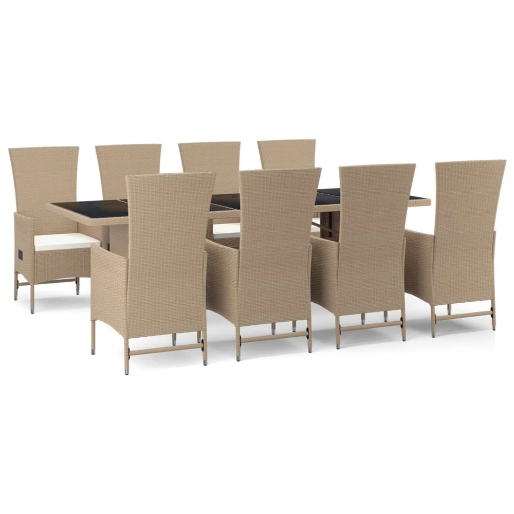 VIDAXL Meubles à Dîner De Jardin Et Coussins 9 Pcs Beige Poly Rotin 3 VIDAXL Meubles à Dîner De Jardin Et Coussins 9 Pcs Beige Poly Rotin