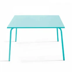 Ensemble Table De Jardin Carrée Et 4 Bancs En Métal Turquoise -Promos Le Jardin Vivant Magasin d5cea168a6ca25d7