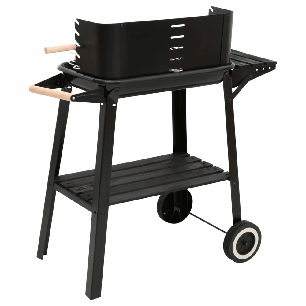 VIDAXL Barbecue Au Charbon De Bois Avec Roues Noir Acier 7 VIDAXL Barbecue Au Charbon De Bois Avec Roues Noir Acier – Image 5