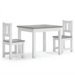 VIDAXL Ensemble De Table Et Chaises Enfants 3 Pcs Blanc Et Gris Mdf