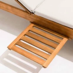 Bain De Soleil Avec Coussin Et Tablette En Bois écru -Promos Le Jardin Vivant Magasin f8888df7e1914570